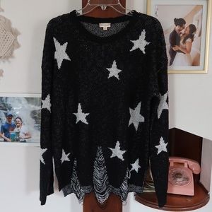 Hem & Thread Distressed Star Sweater